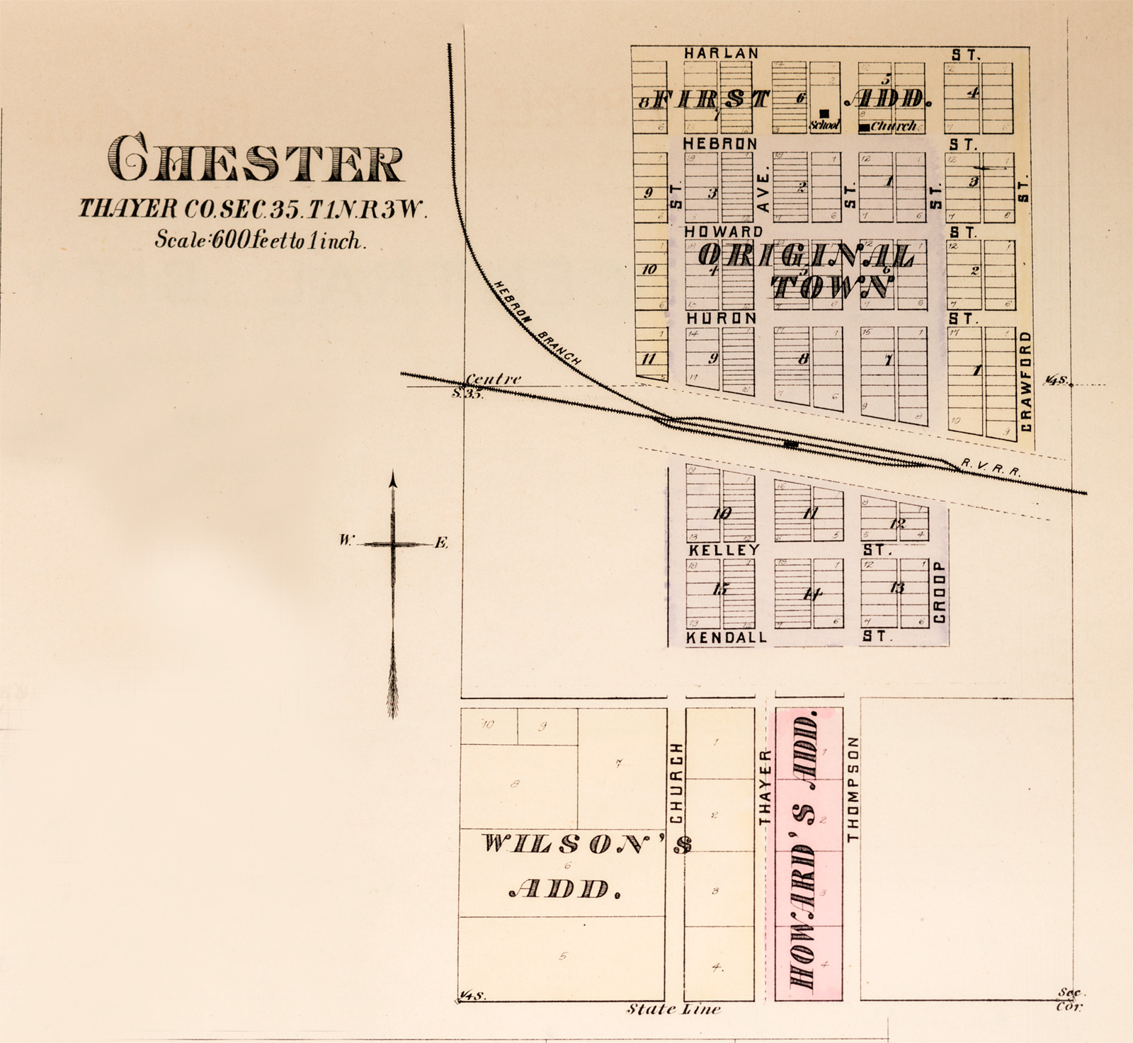 1885 Plat Map of Chester Nebraska main image