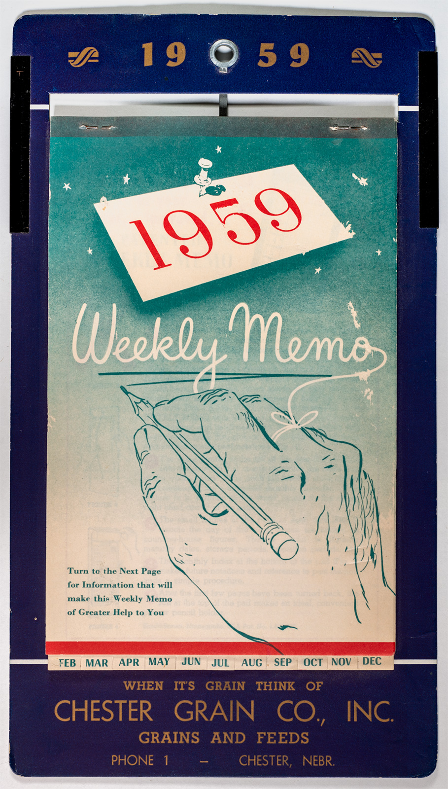 1959 Chester Grain Co Weekly Memo Pad-image