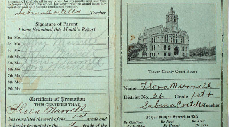 Flora-Murrell-Report-Card-1st-grade-1919-outside-Alexandria