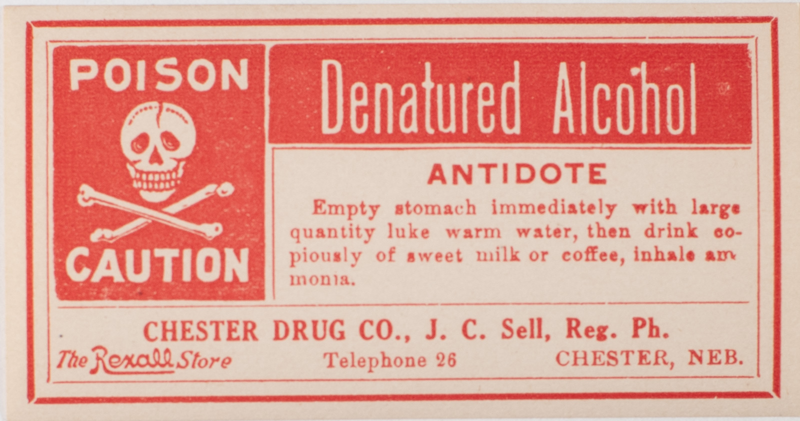 Denatured Alcohol Label from Chester Drug Co-image