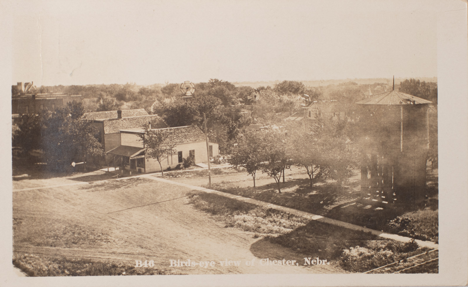 Postcard showing Birds Eye View of Chester Nebraska 1912 main image