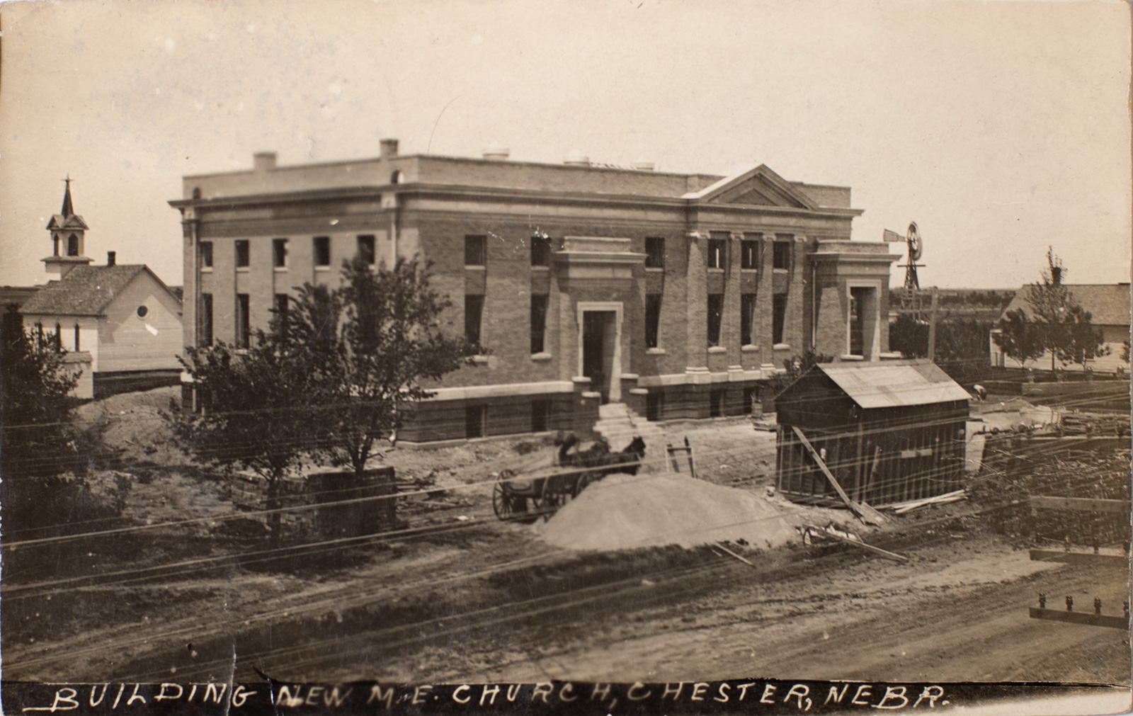 Building the Methodist Church in Chester Nebraska - 1910 main image