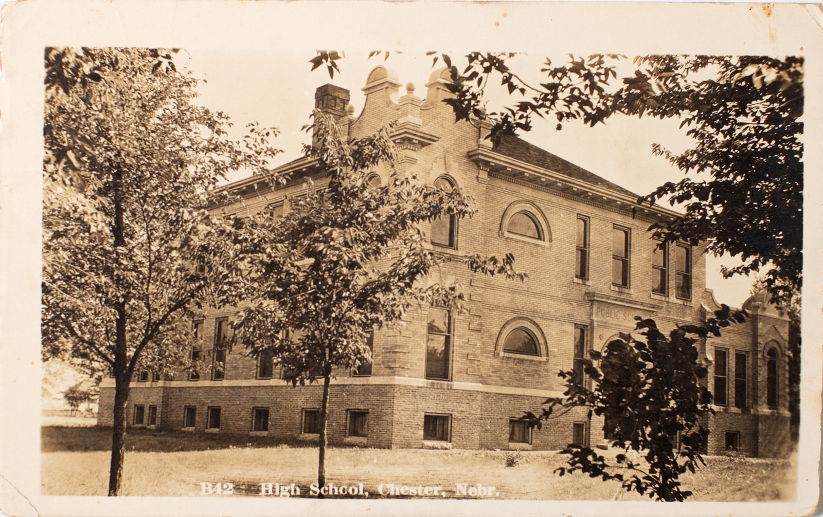 Chester Nebraska School Building 1907 Postcard-image